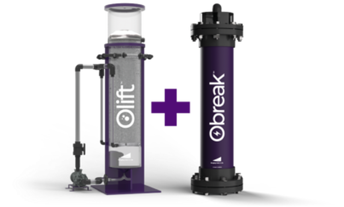 Olift® foam fractionation system and Obreak® electro-oxidation system shown side by side.